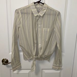 Madewell Cream and Blue Striped Blouse